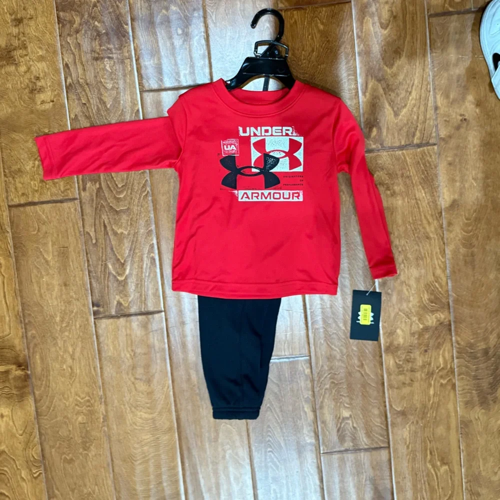 NWT size 24 under armour red and black athletic set